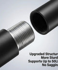 Close-up of Heavy Duty Black Curtain Rod For Windows 66 To 120 Inches, 1 Inch Diameter, showcasing threaded end connection.
