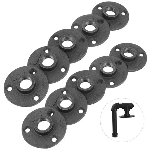 Decorative Floor Flange Set Of 10 Malleable Iron Fittings For DIY Projects And Vintage Home Decor Easy Install Compatible With Cast Iron