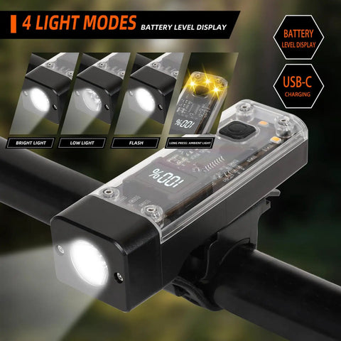 2 Pack USB C Rechargeable Bike Lights Front And Rear Set For Night Riding High Lumens LED Headlights And Tail Lights IPX4 Waterproof Includes Cables Ideal Bike Safety Gear For Men And Women