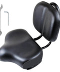 Oversized Bike Seat With Backrest For All Day Comfort Memory Foam Latex Padding Waterproof PU Cushion Universal Fit For Mountain Commuter Electric Bikes And Trikes, black seat with tools