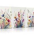 Fresh Wildflower Wall Panels Dope Sound Absorbing High Density Fiberboard Home Decor Three Piece Set Vivid UV Printing, 17.1x11.8 inches