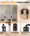 2.36 Inch Stainless Steel Sliding Door Loop Lock U Bolt With 90 And 180 Degree Installation for patio window; details shown.