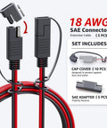 Dang Solid SAE To SAE Extension Cable 3 Foot 18 AWG tinned copper wire harness with SAE connectors and cap covers.