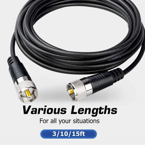 RG58 Coax Cable For HAM Radio And CB Antennas 10ft PL259 UHF Male To Male 50 Ohm Low Loss Antenna Cable coiled