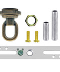 Cross Bar Light Fixture Kit With 1/4 IP Center Screw Collar Canopy Hardware In Antique Brass For Hanging Chandeliers, Fixing Fixtures, Rebuilding Lamps, And Creating Custom Table Or Pole Lamps, with crossbar and screws