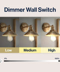 Brass Gold 7.8 Inch 1 Light Industrial Farmhouse Vanity Wall Sconce with Metal Shade LED Bulb Dimmer Levels
