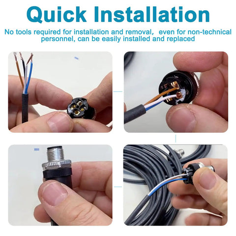 Quick installation of M12 5 Pin Male And Female Panel Mount Circular Aviation Connector 12mm Industrial Waterproof IP67 Outdoor Cable Joint.