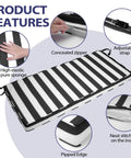 Thick Waterproof Outdoor Bench Cushion 48x18x3 With Ties For Patio Swing Chair, Fade Resistant Padding, Black And White Stripe Cover