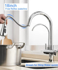 Two Handle Kitchen Sink Faucet With Pull Down Sprayer Hot And Cold Water Built In RO Filtration 3 In 1 Water Purifier