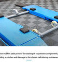 4 Pack Solid Rubber Car Lift Pads Heavy-Duty Anti-Slip Jack Lift Blocks With 3000 Lb Load Capacity Rubber Spacers in use on car lift