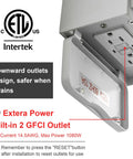 Close-up of waterproof porch light with built-in GFCI outlet and dusk to dawn motion sensor