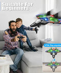 Father and son playing with V32 Foam RC Plane With 3 Batteries Remote Control Airplane For Kids And Adults 8 To 16 Light Up Jet indoors