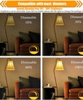 Four images showing a dimmable lamp with 12 Pack Dimmable LED Light Bulbs ST19 Vintage Edison Style E26 Bulbs 40 Watt Equivalent 2700K Soft Warm White 4W