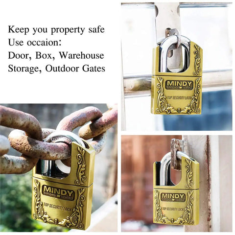 Heavy Duty 40 Mm Shrouded Hardened Keyed Padlock With Three Removable Keys Built Like A Tank Hella Secure For Warehouse Gate Toolbox Ammo Box And Outdoor Gear Protection