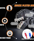 Crimping Tool Kit With 280 Insulated Wire Connectors For AWG 23-13 0.25-2.5mm2 Heavy Duty Pliers showing nickel-plated jaws