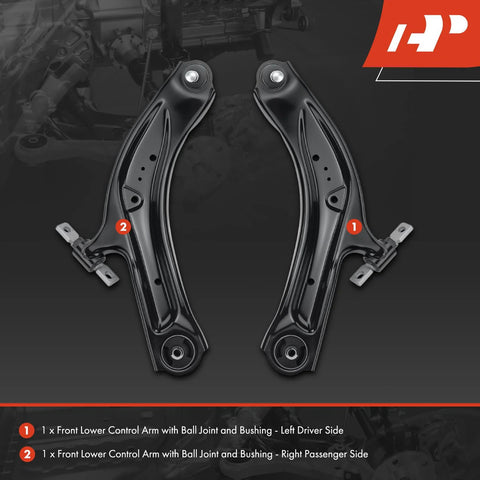 Two Front Lower Control Arm Kit With Ball Joints And Bushings For Nissan Rogue 2014 2020 Rogue Sport 2017 2022 And Qashqai 2017 2023