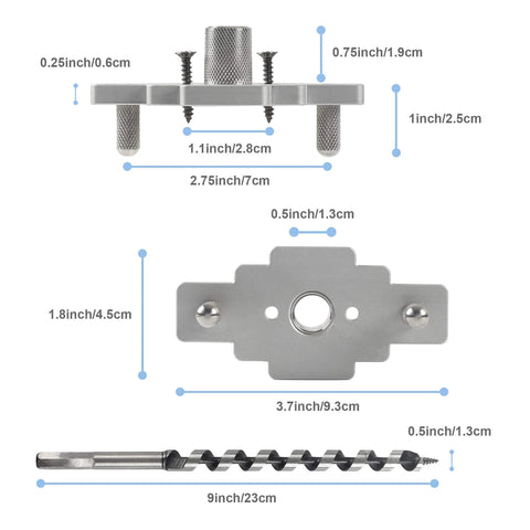 Self Centering Floating Shelf Dowel Jig Kit With Half Inch By Nine Inch Drill Bit For Hidden Bracket Install dimensions