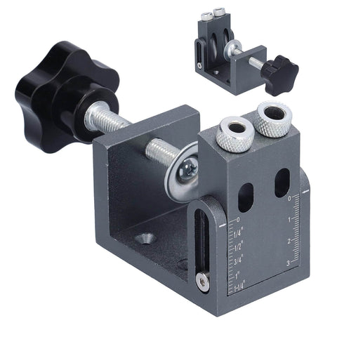 52Pcs Oblique Pocket Hole Jig Kit With 15-Degree Adjustable Drilling Locator, Self-Tightening Clamp, aluminum alloy view