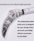 Japanese Weeding Tool With Magnetic Handle showing blade cover, SK5 steel blade sheath, durable and easy to store garden sickle.