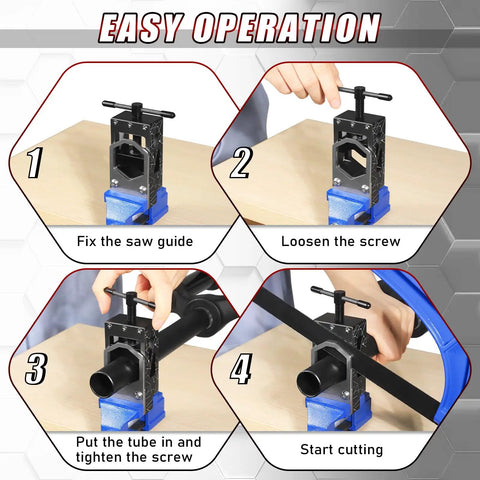 Steps for using Adjustable Bike Saw Guide For Forks, Steerers, Seat Posts And Tubes For Carbon Fiber, Aluminum, Titanium And Steel Tubes