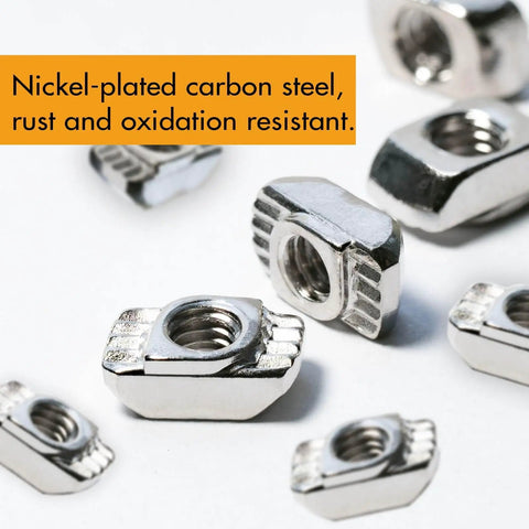 200 Pack 2020 Series M3 T Slot Nuts Hammer Head Fasteners Nickel Plated Carbon Steel for aluminum extrusion projects