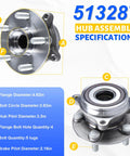 Front Wheel Bearing Hub Assembly 5 Lug 513287 Fits Toyota Prius 2010-2015, Prius Plug-In 2012-2015, Lexus CT200H 2011-2017, hub specs.