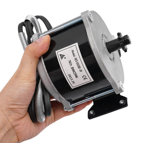 Built Tough 24V DC 500W Brushed Electric Motor With Integrated Gear Reduction For Electric Scooter And Ebike Drive 1700 RPM close-up in hand