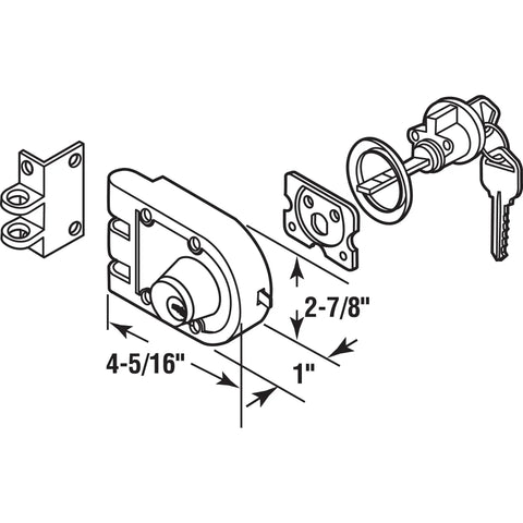 Diagram of Jimmy Resistant Deadlock In Diecast Brass Plated Color With Angle Strike And Double Cylinder For Secure Entry Doors