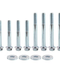 Top Shelf Heavy Duty 12 Piece Engine Stand Bolt Kit Featuring Metric Flange Bolts With Rust Proof Zinc Finish For Ls1 Ls2 Ls3 Ls6 53l 60l 62l V8 Motors Built Tough With Zero Fuss Installation, showing flange bolts and washers.