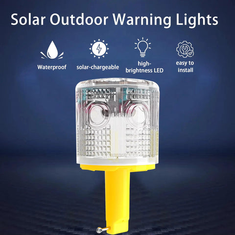 Solar Powered 360 Degree Strobe Warning Light With Auto On Off For Construction Sites Docks Marine And Factory Safety