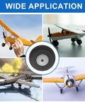 RC Airplane Wheels Foam Sponge Tires Replacement Kit for DIY Planes and Helicopters, shown on model aircraft.