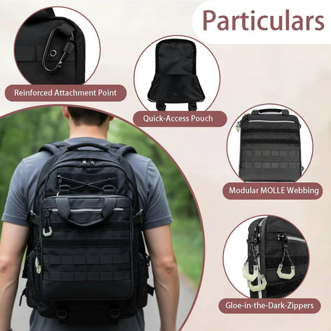 Starlink Mini Carrying Case With Tactical MOLLE System, backpack view with reinforced attachment and glow-in-the-dark zippers