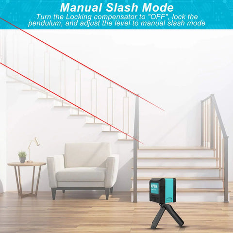 Self Leveling Red Beam Laser Level With Cross Line For Construction And Home Reno on tripod near staircase