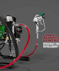 Heavy Duty Electric Airless Paint Sprayer With Skid Mount And Smart Flow Adjustment For Contractors Who Want A Slick Top Shelf Finish On Large Jobs Without Breaking A Sweat Daily, showcasing the LOGIX Adaptive Pressure Control System.