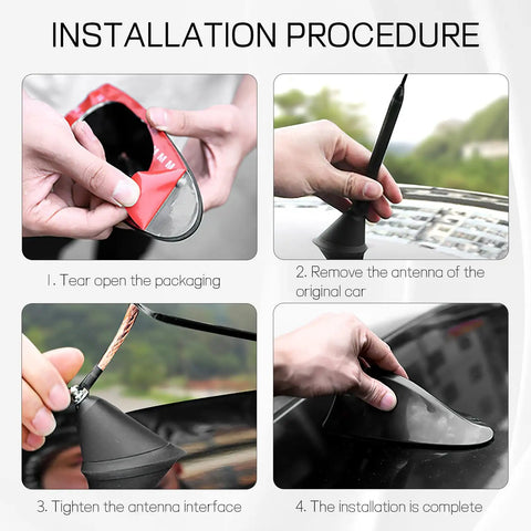 Installation steps for Shark Fin Antenna Cover For Car Made From Tough ABS Waterproof Dustproof And Sunproof With A Sleek Piano Finish