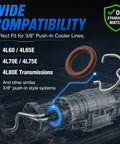 3/8 Inch Transmission Oil Cooler Line Replacement Clips And O-Rings Kit With E-Clips For 4L60, 4L65E, 4L70E Transmissions displayed
