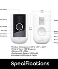 Diagram showing front and rear views with features of the Freebird 2K Wireless Security Camera Battery Powered Outdoor Camera Magnetic Mount Night Vision Waterproof 2 Way Audio Motion Detection Works With Alexa Google Assistant.