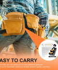 Worker with leather tool belt highlighting Mini Drill Press Vise Kit With 0 To 2.17 Inch Clamping Range And Four Jaw Bench Vise.
