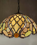 Tiffany Style Stained Glass Ceiling Pendant Light With Baroque Vibe, Handmade Glass Shade, intricate multicolor design