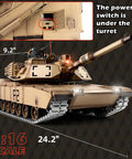 One Six Scale RC Tank With Infrared Battle, Smoke, Sound And Lights, Upgraded Metal Tracks Idler And Sprocket, Steel Gearbox