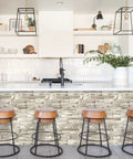 Stone Brick Wallpaper Peel And Stick Vinyl For Walls 17.7 In By 118.1 In Removable Backsplash in a modern kitchen