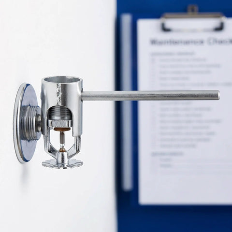 Heavy Duty Steel Fire Sprinkler Wrench For Concealed Heads Anti Grip Handle attached to a wall-mounted sprinkler head.