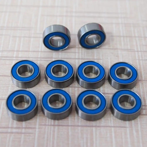 Slash Rustler Stampede Wheel Hub Ball Bearings 5x11x4mm Replacement Set Of 10 For RC Cars Traxxas HPI Associated Tamiya Kyosho And More Steel Construction Double Sealed Deep Groove Raceway For Long Lasting Performance 10 blue-sealed steel RC bearings