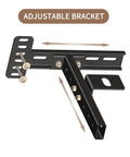 Built Rock Solid Headboard Brackets For Metal Bed Frames Adjustable Universal Extensions Matte Black adjustable bracket with bolts.