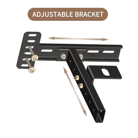 Built Rock Solid Headboard Brackets For Metal Bed Frames Adjustable Universal Extensions Matte Black adjustable bracket with bolts.
