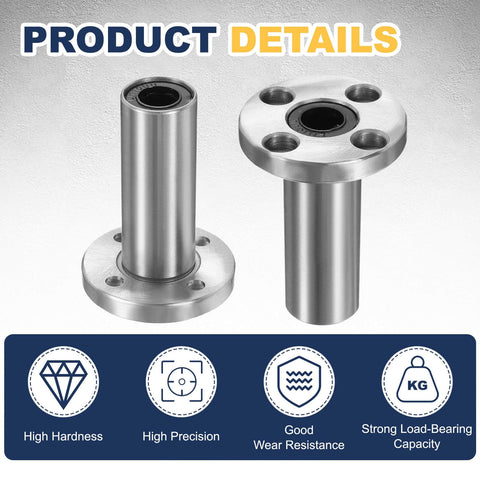 4 Pack LMF10LUU Linear Ball Bearings 10mm Bore Round Flange With Double Side Rubber Seal ABEC3 for CNC Machines and 3D Printers