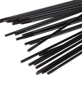 Pro Grade 36 Piece 14G J Bend Bicycle Spokes With Nipples, showing threaded ends, black #45 steel, 2.0mm diameter