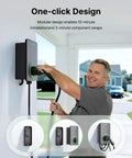Man installing Level 2 EV Charger 50 Amp J1772 Hardwired With WiFi App Weatherproof Indoor Outdoor EVSE Charging Station