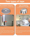 Brush weather stripping and high-temperature aluminum foil tape for 95 Inch Sliding Door AC Vent Kit With Extendable 5.1 Inch Hose.