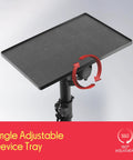 Universal Laptop Projector Tripod Stand Foldable Design Heavy Duty Workhorse Mount shown with adjustable 14 x 11 inch plate.